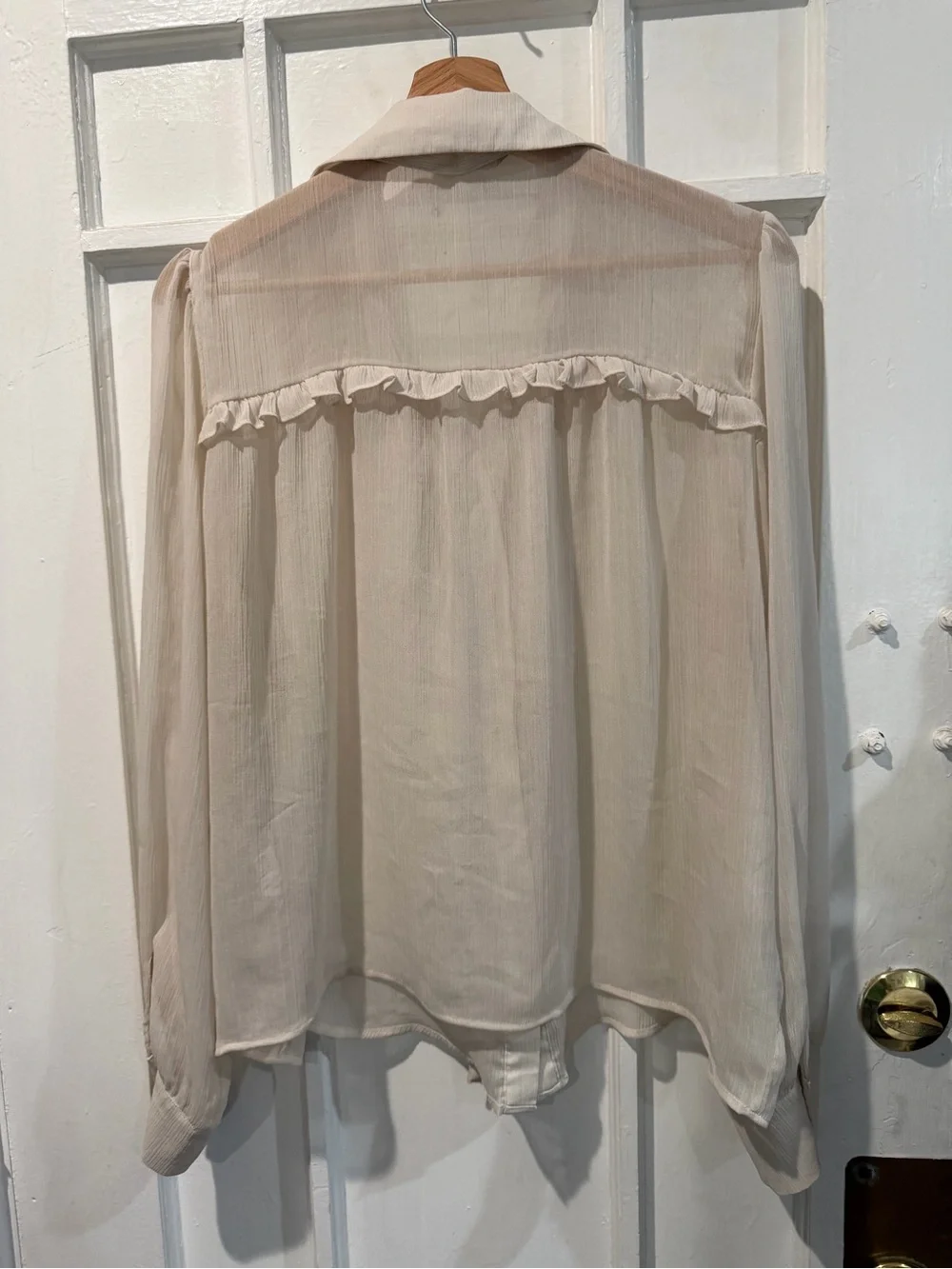 Zara Cream Ruffle Tie-Neck Blouse